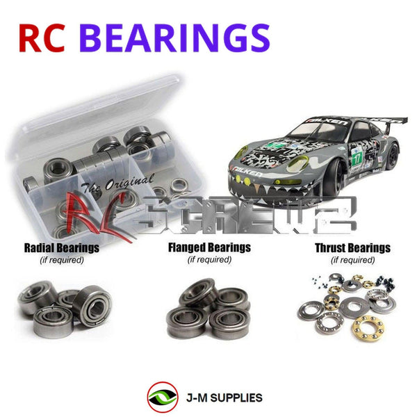 Representative image of an RCScrewZ metal-shielded bearing kit for HPI RS4 Sport 3 Flux Porsche 911 GT3 RSR 1/10 Elec 4WD (114350); exact bearing sizes and quantities vary by RC model.