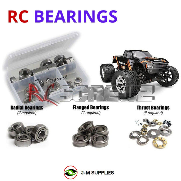Representative image of an RCScrewZ metal-shielded bearing kit for HPI Jumpshot MT Fuzion 1/10 2WD Monster Truck (115116, 116210); exact bearing sizes and quantities vary by RC model.