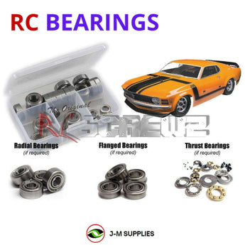 Representative image of an RCScrewZ metal-shielded bearing kit for HPI Baja 5R 1970 Mustang Boss 302 1/5 Gas 2WD On-Road (115123); exact bearing sizes and quantities vary by RC model.