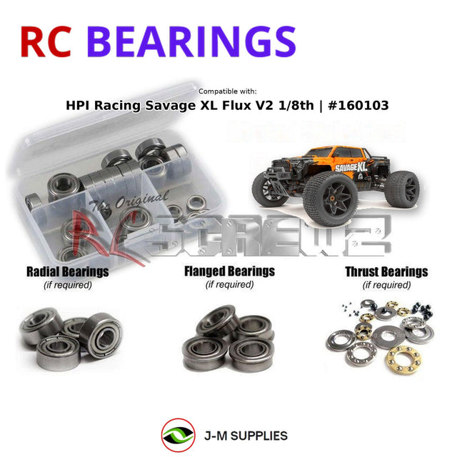 RCScrewZ Metal Shielded Bearing Kit hpi105b for HPI Racing Savage XL Flux V2 1/8 Electric 4WD Brushless Monster Truck (#160103, HPI160103) | SET