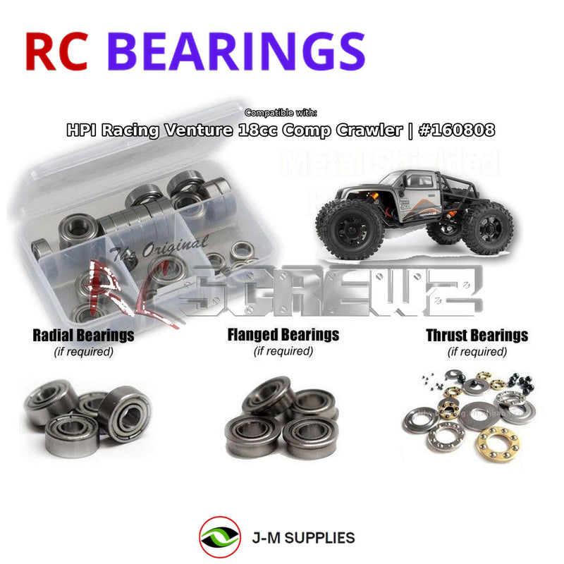 Representative image of an RCScrewZ metal-shielded bearing kit for HPI Venture18 CC Flux 1/18 Electric 4WD Crawler (160808, 160809); exact bearing sizes and quantities vary by RC model.