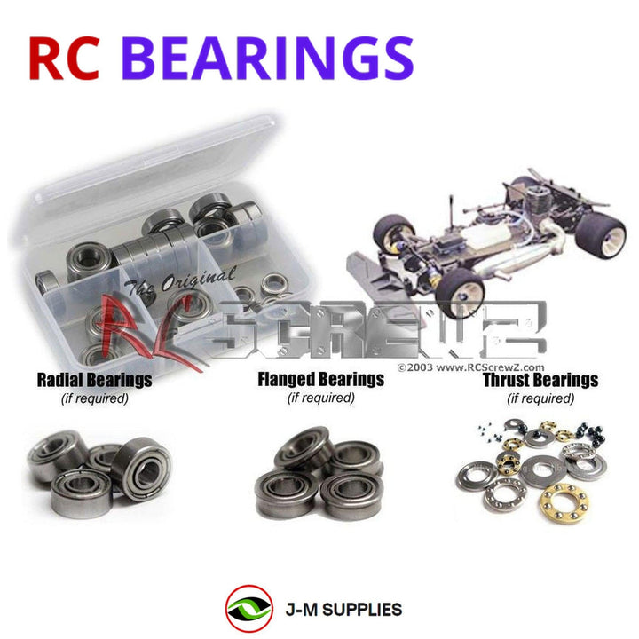 Representative image of an RCScrewZ metal-shielded bearing kit for Kyosho Fantom 2001 F2001 1/8 Nitro 4WD Car (31999); exact bearing sizes and quantities vary by RC model.