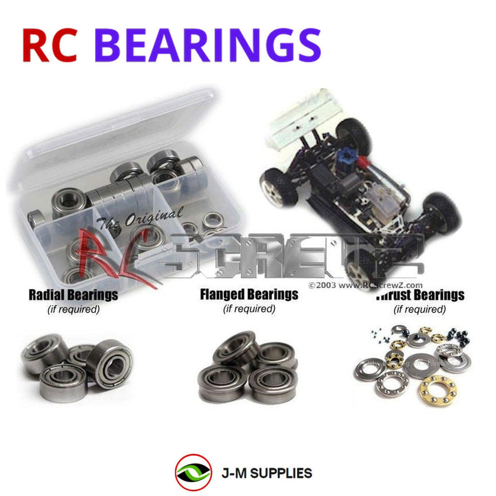Representative image of an RCScrewZ metal-shielded bearing kit for Kyosho Inferno MP5 1/8 Nitro 4WD Buggy (31551); exact bearing sizes and quantities vary by RC model.