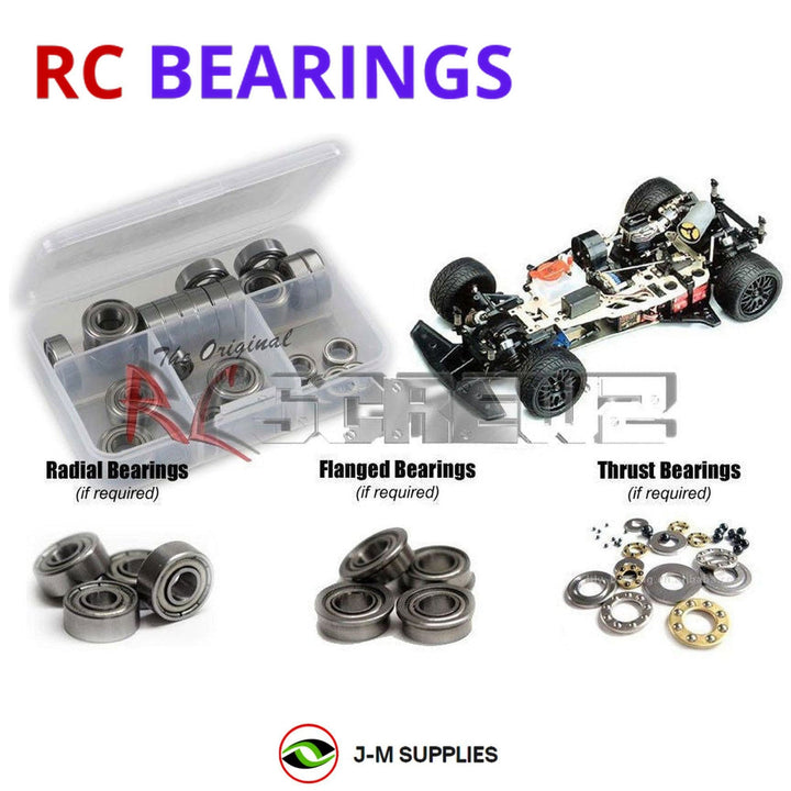 Representative image of an RCScrewZ metal-shielded bearing kit for Kyosho SuperTen GP Four II 1/10 Nitro 4WD Touring (31821); exact bearing sizes and quantities vary by RC model.