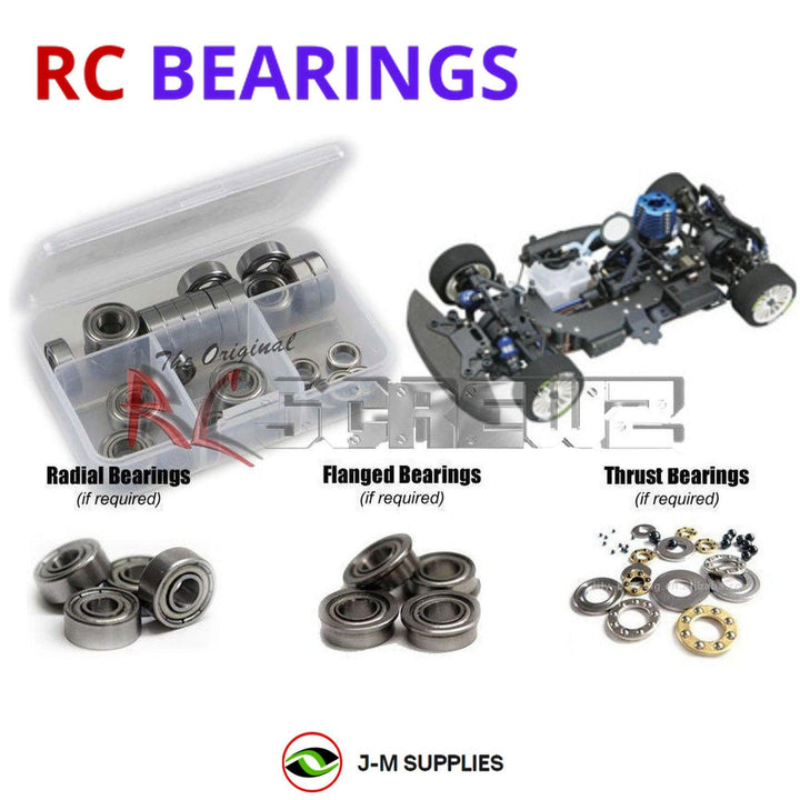 Representative image of an RCScrewZ metal-shielded bearing kit for Kyosho FW-05R/S 1/10 Nitro 4WD Touring Car (31581); exact bearing sizes and quantities vary by RC model.