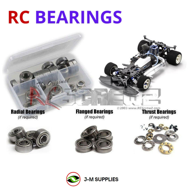 Representative image of an RCScrewZ metal-shielded bearing kit for Kyosho Evolva 2003 1/8 Nitro 4WD Racing Car (31283); exact bearing sizes and quantities vary by RC model.