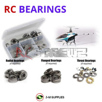 Representative image of an RCScrewZ metal-shielded bearing kit for Kyosho Nexus 30 S Nitro Helicopter (21702, 21705); exact bearing sizes and quantities vary by RC model.