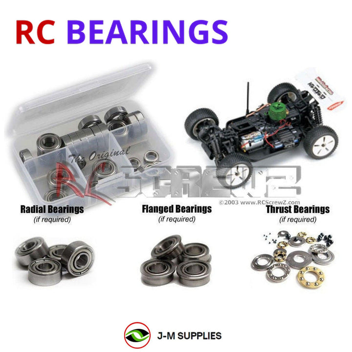 Representative image of an RCScrewZ metal-shielded bearing kit for Kyosho Mini Inferno 09 1/16 Nitro 4WD Buggy (31311); exact bearing sizes and quantities vary by RC model.