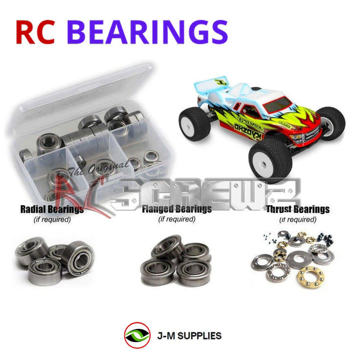 Representative image of an RCScrewZ metal-shielded bearing kit for Kyosho Ultima RT6 1/10 Electric 2WD Truck (30069); exact bearing sizes and quantities vary by RC model.