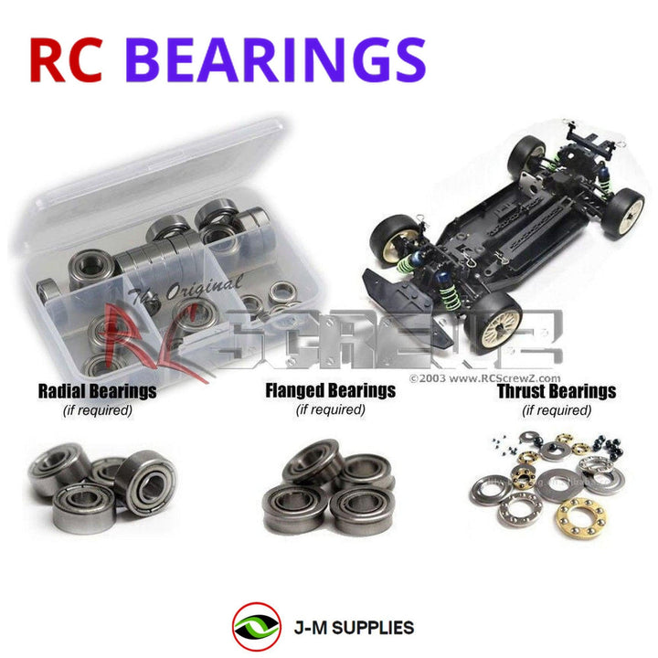 Representative image of an RCScrewZ metal-shielded bearing kit for Kyosho PureTen Alpha2 1/10 Electric 4WD Rally (30117); exact bearing sizes and quantities vary by RC model.