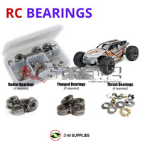 Representative image of an RCScrewZ metal-shielded bearing kit for Kyosho Rage VE 1/10 Electric 4WD Rally Truck (30992); exact bearing sizes and quantities vary by RC model.
