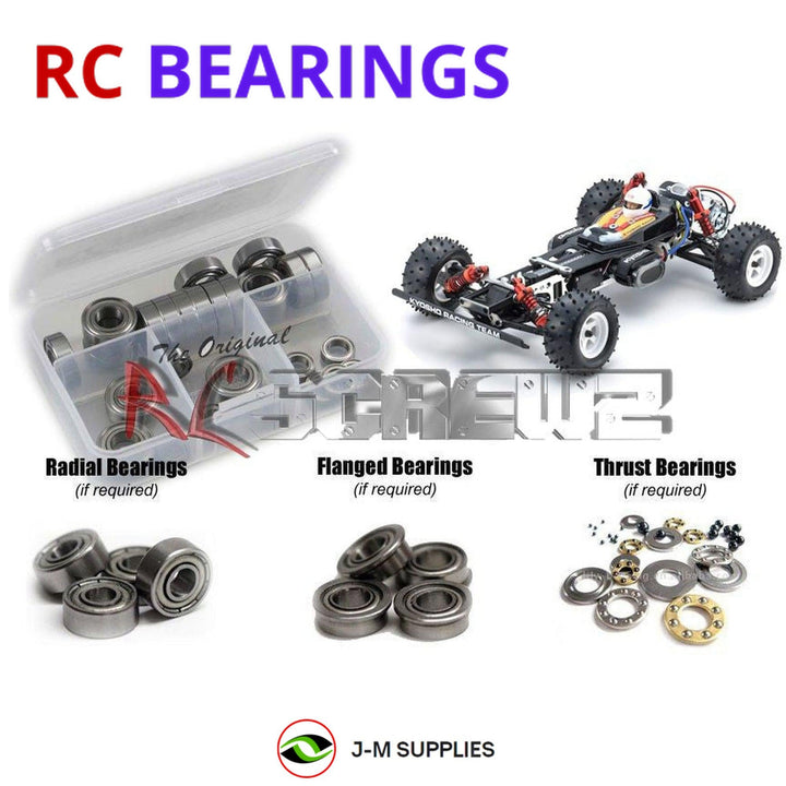 Representative image of an RCScrewZ metal-shielded bearing kit for Kyosho Optima 2016 1/10 Electric 4WD Buggy (30617B); exact bearing sizes and quantities vary by RC model.
