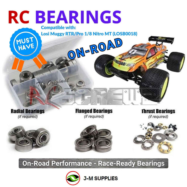 RCScrewZ Metal Shielded Bearing Kit los026b for Team Losi Muggy RTR/Pro 1/8 Nitro 4WD Monster Truck Truggy (LOSB0018) | SET