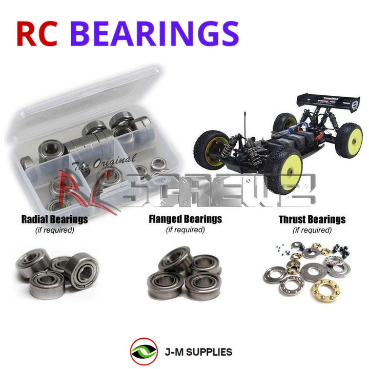 Representative image of an RCScrewZ metal-shielded bearing kit for Team Losi 8IGHT-E 2.0 1/8 Electric 4WD Buggy (LOSA0806); exact bearing sizes and quantities vary by RC model.