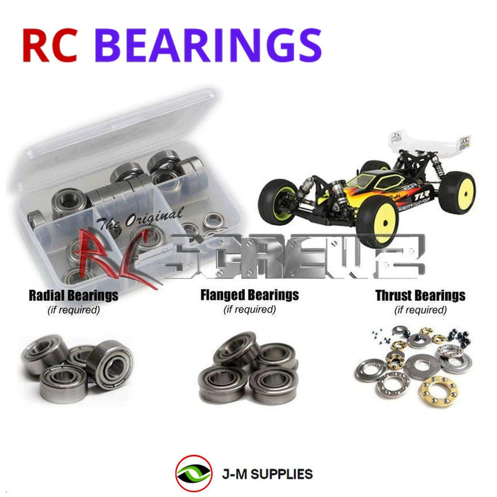 Representative image of an RCScrewZ metal-shielded bearing kit for Losi TLR 22-4 Race Kit 1/10 Electric 4WD Buggy (TLR03005); exact bearing sizes and quantities vary by RC model.