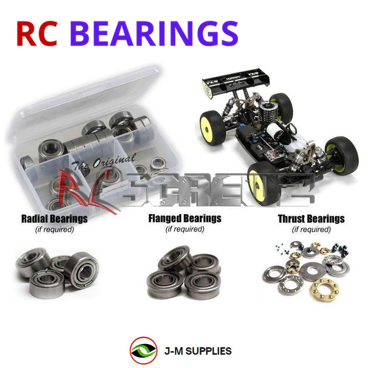 Representative image of an RCScrewZ metal-shielded bearing kit for Losi TLR 8IGHT 4.0 1/8 Nitro 4WD Buggy (TLR04003); exact bearing sizes and quantities vary by RC model.