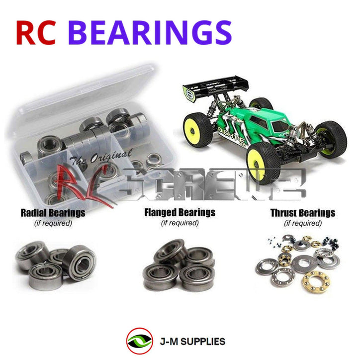 Representative image of an RCScrewZ metal-shielded bearing kit for Losi TLR 8IGHT-E 4.0 1/8 Electric 4WD Buggy (TLR04004); exact bearing sizes and quantities vary by RC model.