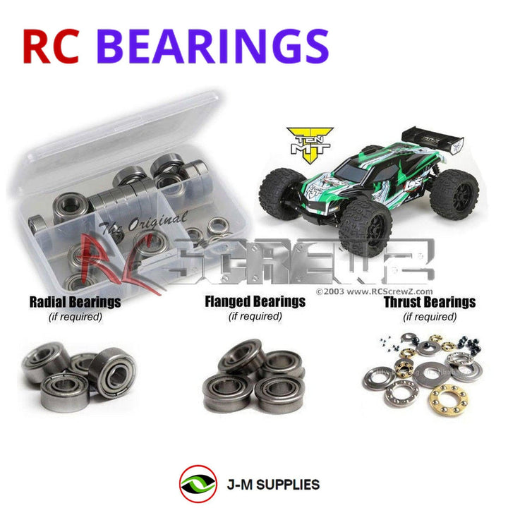 Representative image of an RCScrewZ metal-shielded bearing kit for Losi TEN-MT 1/10 Electric 4WD Monster Truck (LOS03006); exact bearing sizes and quantities vary by RC model.