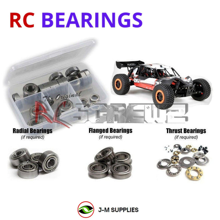 Representative image of an RCScrewZ metal-shielded bearing kit for Losi TEN-SCBE 1/10 Electric 4WD Desert Buggy (LOS03007); exact bearing sizes and quantities vary by RC model.