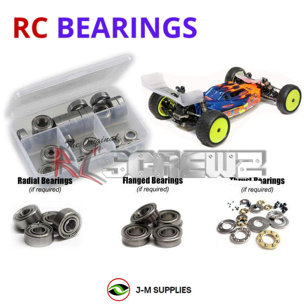 Representative image of an RCScrewZ metal-shielded bearing kit for Losi TLR 22 5.0 DC/SR 1/10 Elec. 2WD Buggy (TLR03014, TLR03016); exact bearing sizes and quantities vary by RC model.