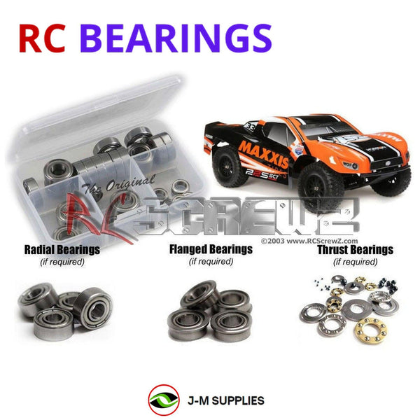 Representative image of an RCScrewZ metal-shielded bearing kit for Losi 22S Maxxis SCT 1/10 Electric 2WD SCT (LOS03013); exact bearing sizes and quantities vary by RC model.