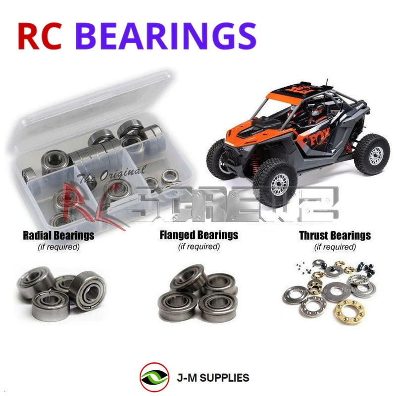 Representative image of an RCScrewZ metal-shielded bearing kit for Losi RZR Rey Polaris 1/10 Electric 4WD UTV (LOS03029); exact bearing sizes and quantities vary by RC model.