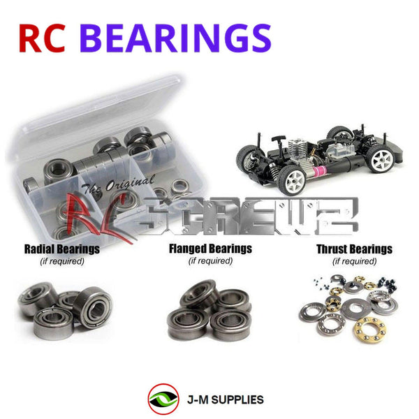 Representative image of an RCScrewZ metal-shielded bearing kit for Mugen Seiki MSX-3 Nitro Touring Car; exact bearing sizes and quantities vary by RC model.
