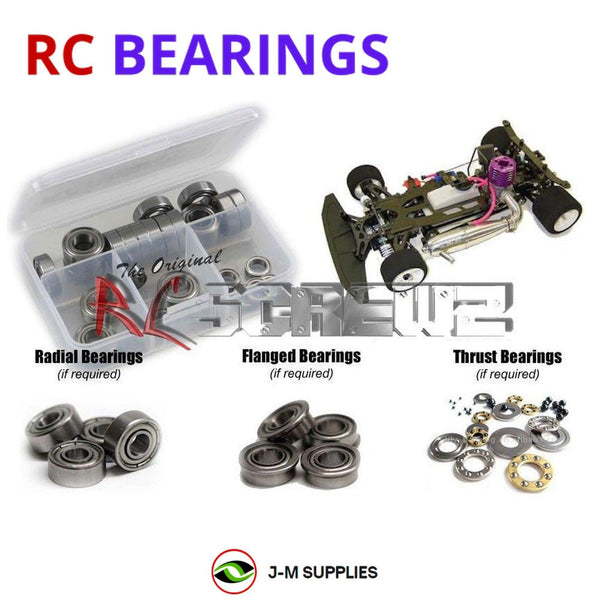 Representative image of an RCScrewZ metal-shielded bearing kit for Mugen Seiki MRX-4 1/8 Nitro On-Road Racing Car; exact bearing sizes and quantities vary by RC model.
