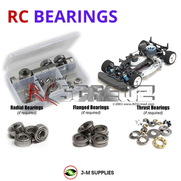 Representative image of an RCScrewZ metal-shielded bearing kit for Mugen Seiki MTX-4 Nitro; exact bearing sizes and quantities vary by RC model.