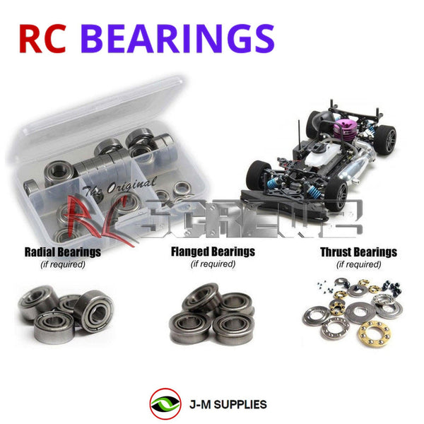 Representative image of an RCScrewZ metal-shielded bearing kit for Mugen Seiki MTX-5 Nitro 1/10th; exact bearing sizes and quantities vary by RC model.