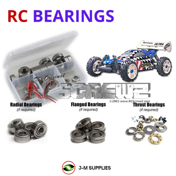 J-M SUPPLIES RC Parts Store - RCScrewZ Metal Shielded Bearing Kit ofn014b for Ofna Ultra LX Pro 1/8th Buggy RC Car | SET