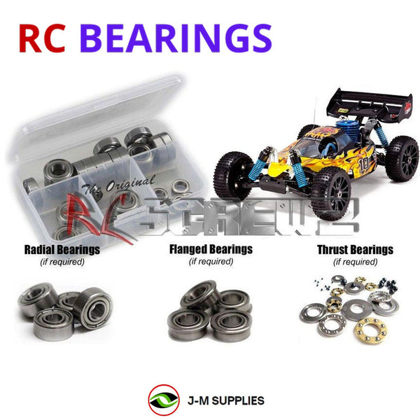 J-M SUPPLIES RC Parts Store - RCScrewZ Metal Shielded Bearing Kit rcr040b for Redcat Racing Hurricane XTR 1/8 Nitro 4WD Buggy (HURRICANE-XTR-YF) | SET