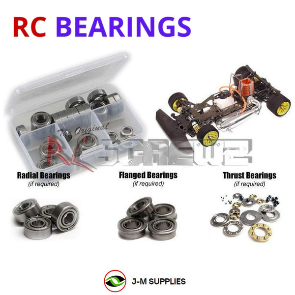 Representative image of an RCScrewZ metal-shielded bearing kit for Serpent 835 4WD 1/10 (#808075); exact bearing sizes and quantities vary by RC model.