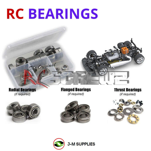 Representative image of an RCScrewZ metal-shielded bearing kit for Serpent 747 1/10th Scale - Nitro 4WD (#804005) Touring Car; exact bearing sizes and quantities vary by RC model.