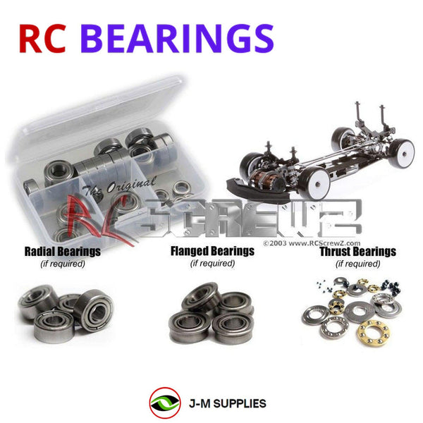 Representative image of an RCScrewZ metal-shielded bearing kit for Serpent 411 FF 1/10th #400009; exact bearing sizes and quantities vary by RC model.