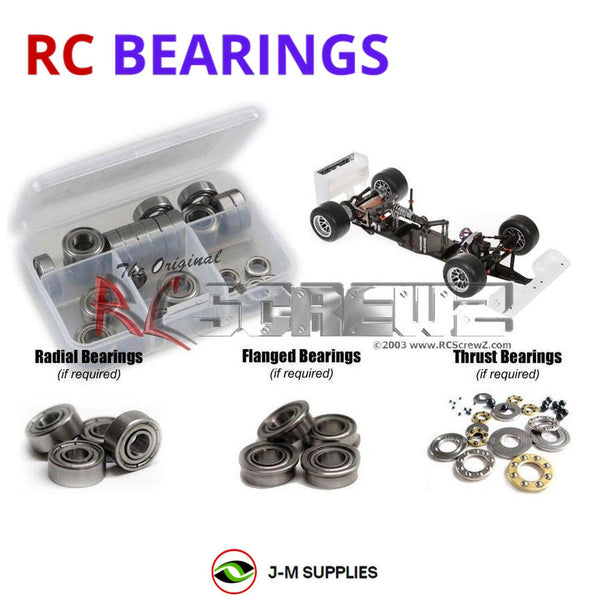 Representative image of an RCScrewZ metal-shielded bearing kit for Serpent F110 1/10th SER410067; exact bearing sizes and quantities vary by RC model.