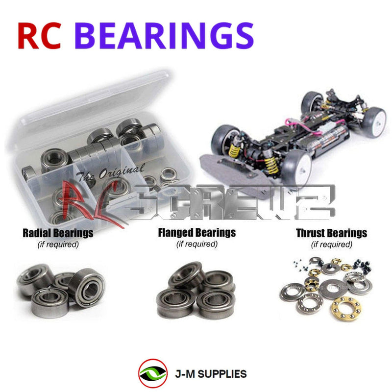 Representative image of an RCScrewZ metal-shielded bearing kit for Tamiya TB Evolution III 1/10 Electric 4WD Touring Car (58299); exact bearing sizes and quantities vary by RC model.