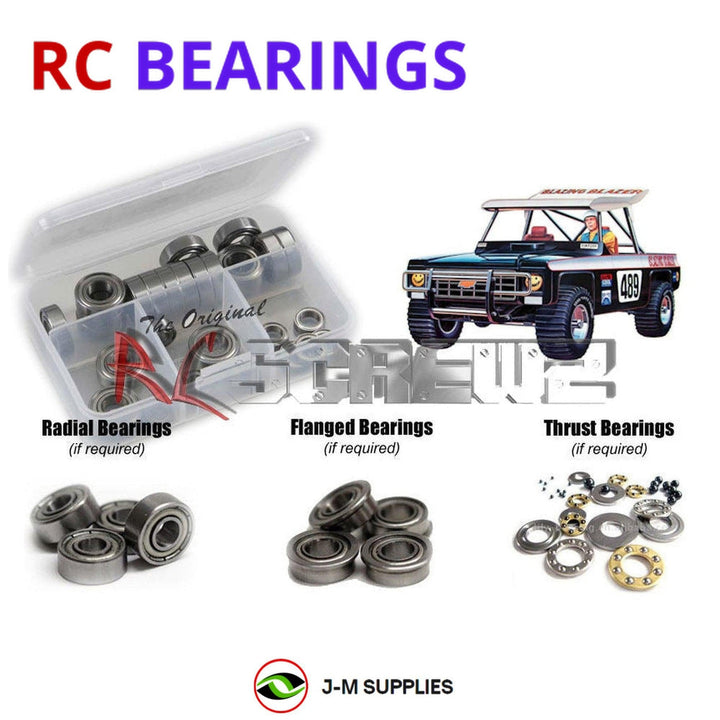 Representative image of an RCScrewZ metal-shielded bearing kit for Tamiya Blazing Blazer 4x4 1/10 Electric 4WD Truck (58029); exact bearing sizes and quantities vary by RC model.