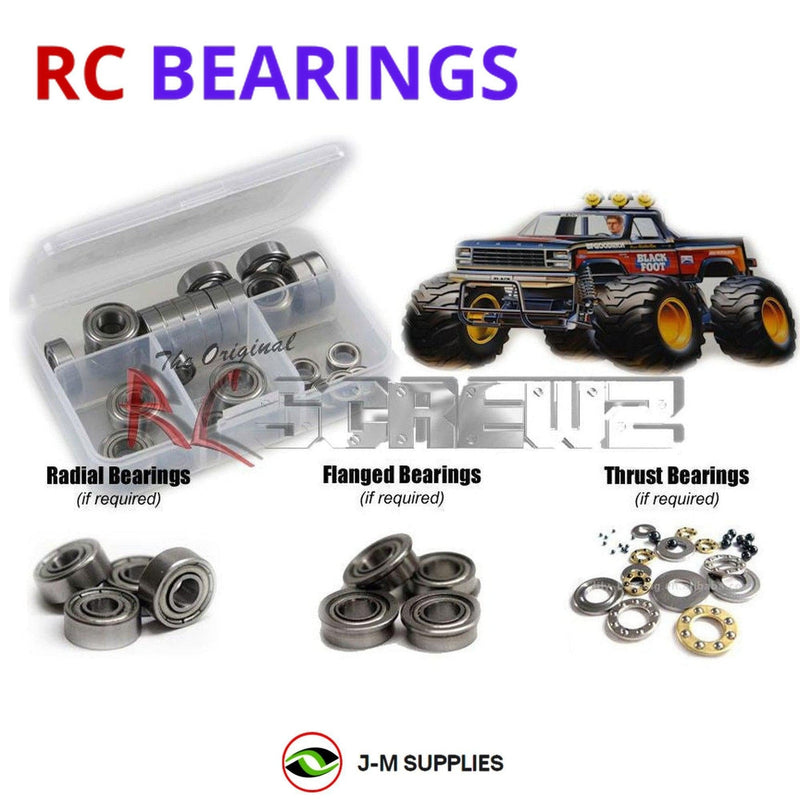Representative image of an RCScrewZ metal-shielded bearing kit for Tamiya Blackfoot F-150 1/10 Electric 2WD Truck (58058); exact bearing sizes and quantities vary by RC model.