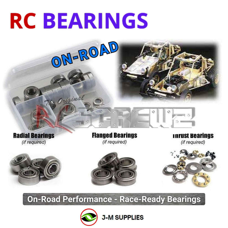 Representative image of an RCScrewZ metal-shielded bearing kit for Tamiya Fast Attack Vehicle 1/10 Electric 2WD Buggy (58046); exact bearing sizes and quantities vary by RC model.