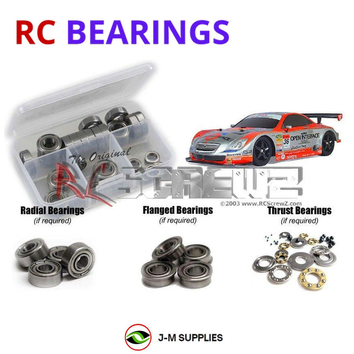 Representative image of an RCScrewZ metal-shielded bearing kit for Tamiya TA05 M-Four 1/12 Electric 4WD M-Chassis (84255); exact bearing sizes and quantities vary by RC model.