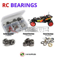 Representative image of an RCScrewZ metal-shielded bearing kit for Tamiya Super Hornet 1/10 Electric 2WD Buggy (58124); exact bearing sizes and quantities vary by RC model.