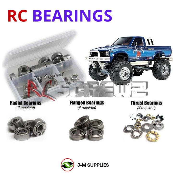 Representative image of an RCScrewZ metal-shielded bearing kit for Tamiya Hilux High-Lift 1/10 Electric 4WD Truck (58397); exact bearing sizes and quantities vary by RC model.