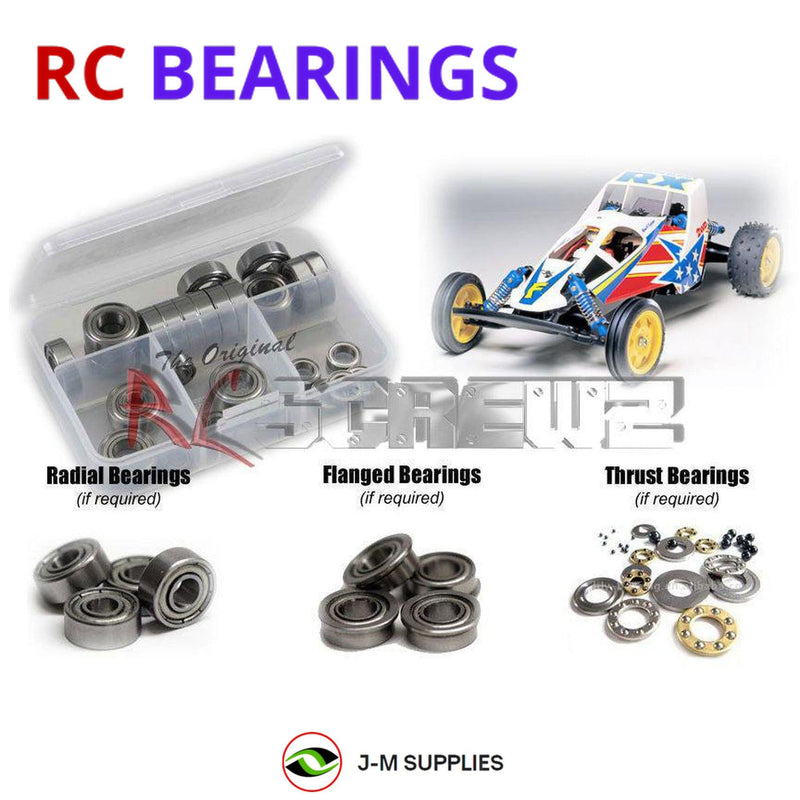 Representative image of an RCScrewZ metal-shielded bearing kit for Tamiya Fighter Buggy RX DT-01 1/10 Electric 2WD Buggy (58184); exact bearing sizes and quantities vary by RC model.
