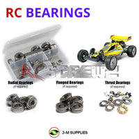 Representative image of an RCScrewZ metal-shielded bearing kit for Tamiya Sand Viper 1/10 Electric 2WD Off-Road Buggy (58374); exact bearing sizes and quantities vary by RC model.