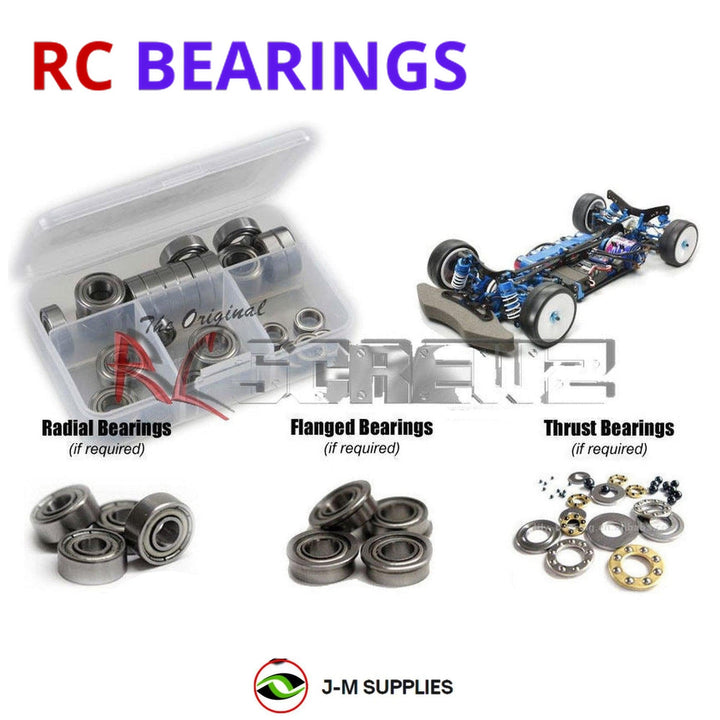 Representative image of an RCScrewZ metal-shielded bearing kit for Tamiya TRF416 1/10 Electric 4WD Touring Car (42106); exact bearing sizes and quantities vary by RC model.