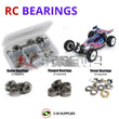 Representative image of an RCScrewZ metal-shielded bearing kit for Tamiya TRF201 1/10 Electric 2WD Buggy (42167); exact bearing sizes and quantities vary by RC model.