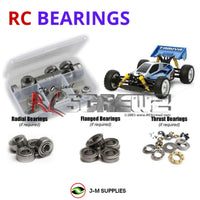 Representative image of an RCScrewZ metal-shielded bearing kit for Tamiya Neo Scorcher TT-02B 1/10 4WD Buggy (58568); exact bearing sizes and quantities vary by RC model.