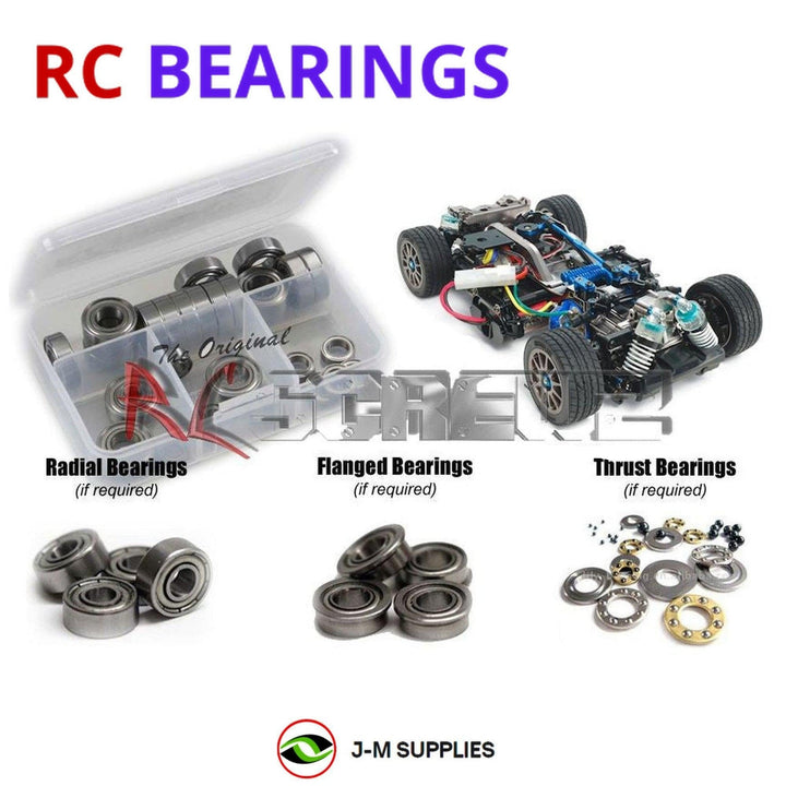Representative image of an RCScrewZ metal-shielded bearing kit for Tamiya M-05 Ver.II PRO 1/10 Electric FWD M-Chassis (58593); exact bearing sizes and quantities vary by RC model.