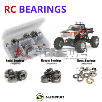Representative image of an RCScrewZ metal-shielded bearing kit for Tamiya Blackfoot III 1/10 Electric 2WD Monster Truck (58498); exact bearing sizes and quantities vary by RC model.